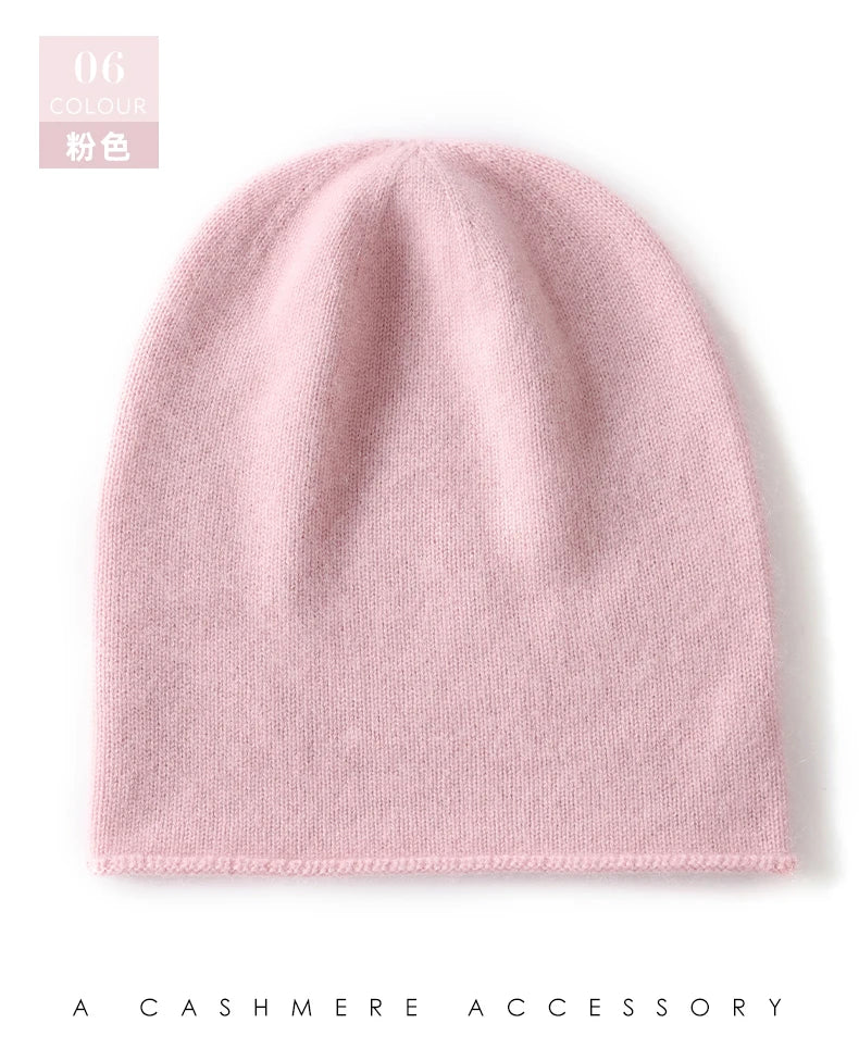 Cashmere Beanie Hat - 100% Soft Knit Winter Hat For Men & Women, Solid Color - ZOOMNSTORE