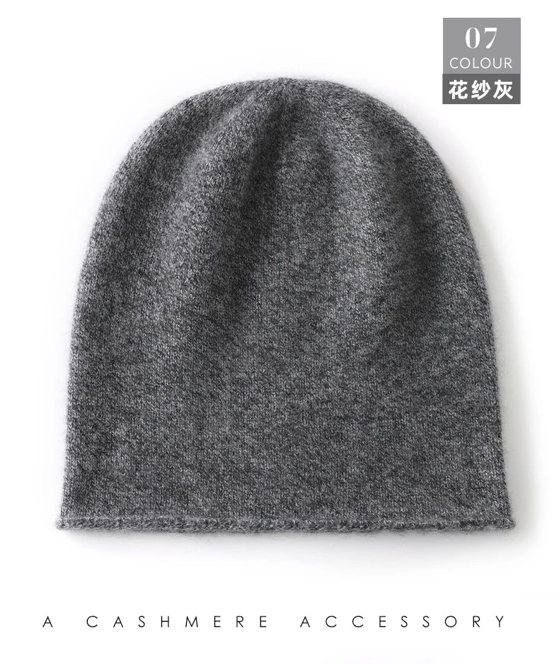 Cashmere Beanie Hat - 100% Soft Knit Winter Hat For Men & Women, Solid Color - ZOOMNSTORE