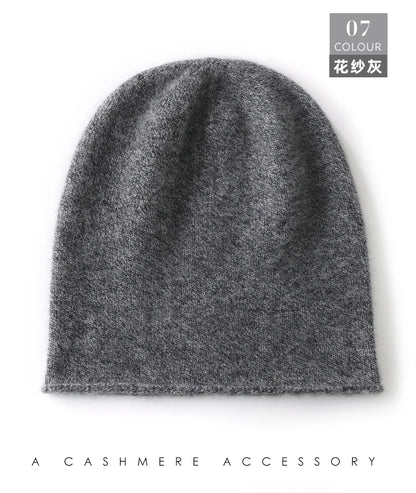 Cashmere Beanie Hat - 100% Soft Knit Winter Hat For Men & Women, Solid Color - ZOOMNSTORE