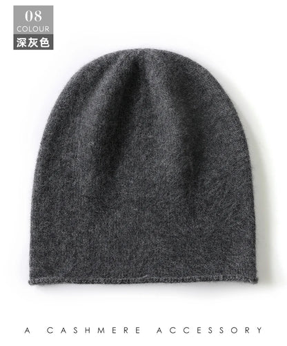 Cashmere Beanie Hat - 100% Soft Knit Winter Hat For Men & Women, Solid Color - ZOOMNSTORE