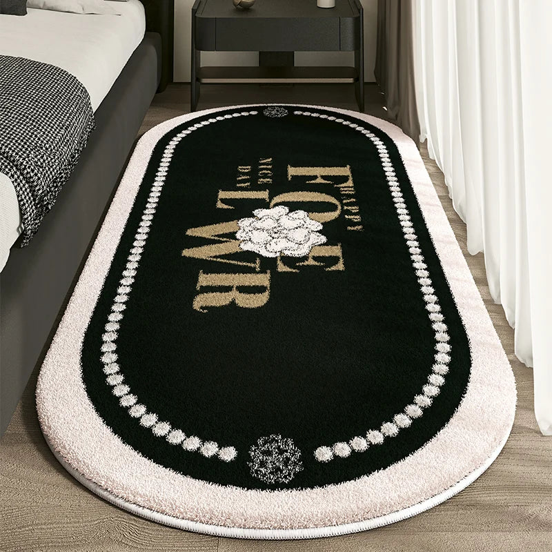 Cashmere Imitation Oval Rug - Non-Slip Dirt Resistant Carpet for Living Room and Study - ZOOMNSTORE