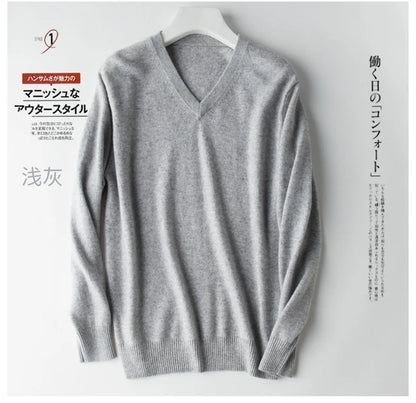 Classic Pullover V-Neck Sweater Men 2024 Autumn Winter Cashmere Cotton Blend Warm Jumper Clothes Pull Homme Man Hombres Sweater - ZOOMNSTORE