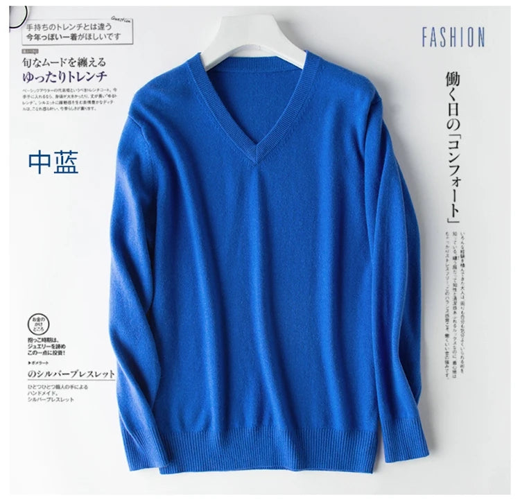 Classic Pullover V-Neck Sweater Men 2024 Autumn Winter Cashmere Cotton Blend Warm Jumper Clothes Pull Homme Man Hombres Sweater - ZOOMNSTORE