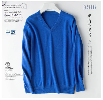 Classic Pullover V-Neck Sweater Men 2024 Autumn Winter Cashmere Cotton Blend Warm Jumper Clothes Pull Homme Man Hombres Sweater - ZOOMNSTORE