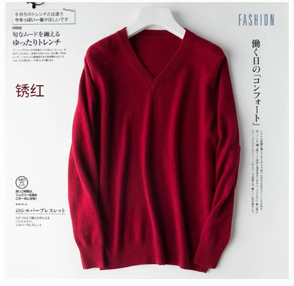 Classic Pullover V-Neck Sweater Men 2024 Autumn Winter Cashmere Cotton Blend Warm Jumper Clothes Pull Homme Man Hombres Sweater - ZOOMNSTORE