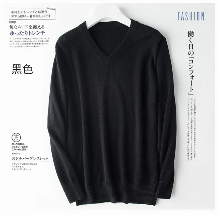 Classic Pullover V-Neck Sweater Men 2024 Autumn Winter Cashmere Cotton Blend Warm Jumper Clothes Pull Homme Man Hombres Sweater - ZOOMNSTORE