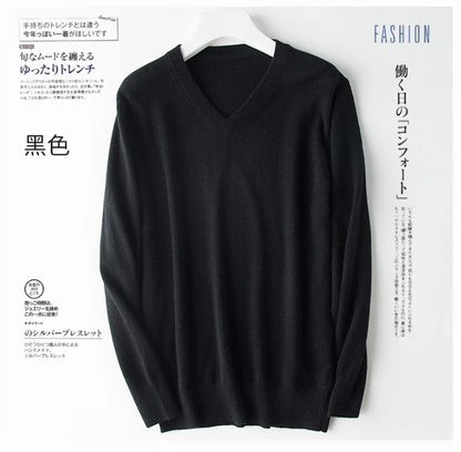 Classic Pullover V-Neck Sweater Men 2024 Autumn Winter Cashmere Cotton Blend Warm Jumper Clothes Pull Homme Man Hombres Sweater - ZOOMNSTORE