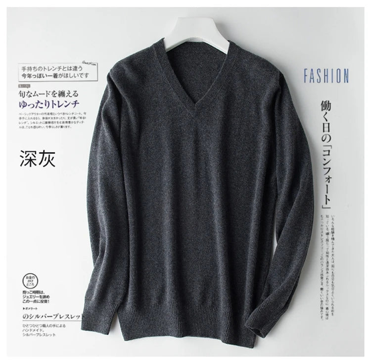 Classic Pullover V-Neck Sweater Men 2024 Autumn Winter Cashmere Cotton Blend Warm Jumper Clothes Pull Homme Man Hombres Sweater - ZOOMNSTORE