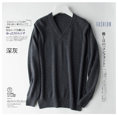 Classic Pullover V-Neck Sweater Men 2024 Autumn Winter Cashmere Cotton Blend Warm Jumper Clothes Pull Homme Man Hombres Sweater - ZOOMNSTORE