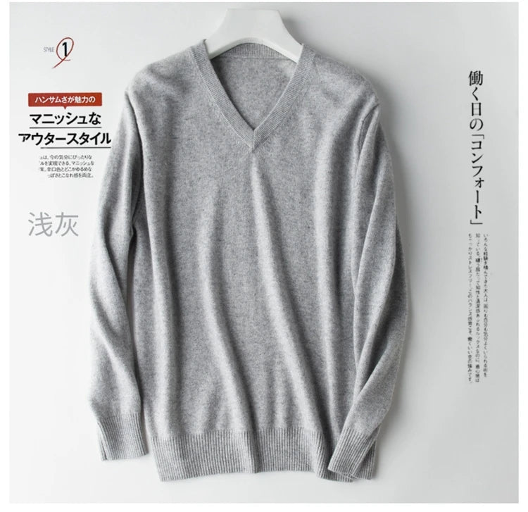 Classic Pullover V-Neck Sweater Men 2024 Autumn Winter Cashmere Cotton Blend Warm Jumper Clothes Pull Homme Man Hombres Sweater - ZOOMNSTORE