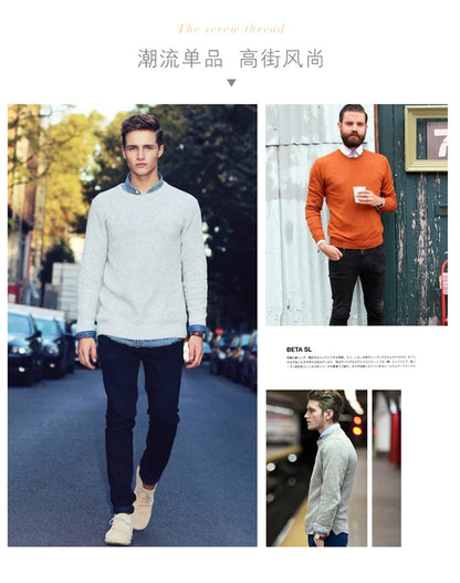 Classic Pullover V-Neck Sweater Men 2024 Autumn Winter Cashmere Cotton Blend Warm Jumper Clothes Pull Homme Man Hombres Sweater - ZOOMNSTORE