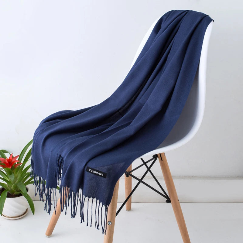 Cashmere Scarf for Women - Warm Autumn Winter Shawl with Tassels - ZOOMNSTORE