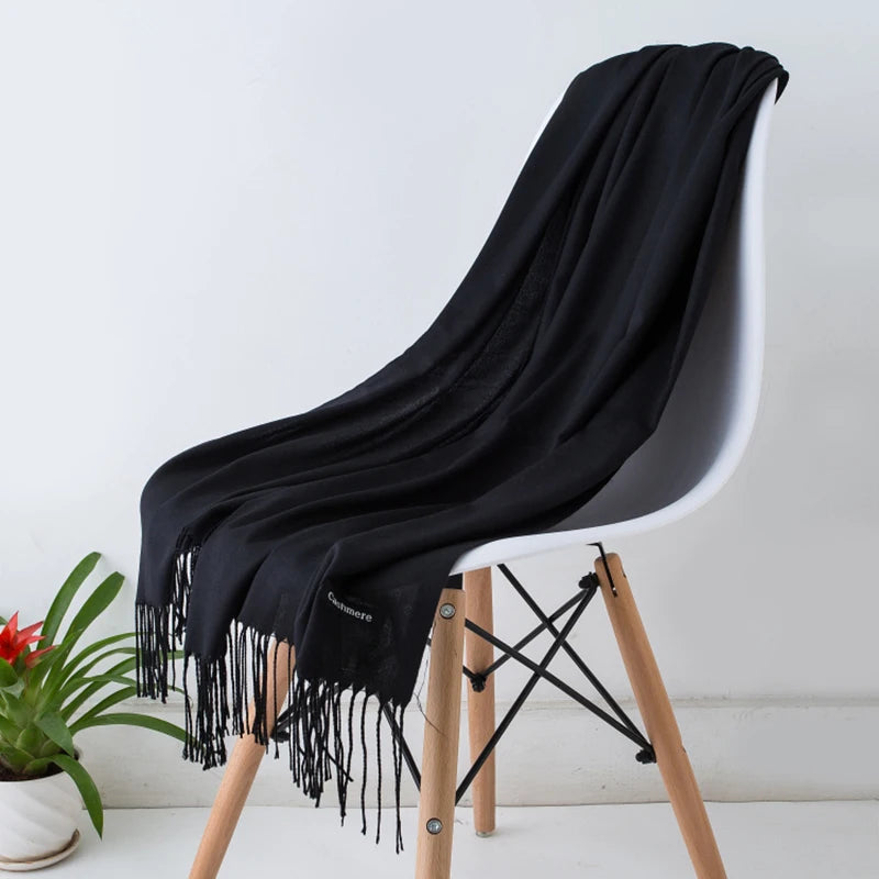 Cashmere Scarf for Women - Warm Autumn Winter Shawl with Tassels - ZOOMNSTORE