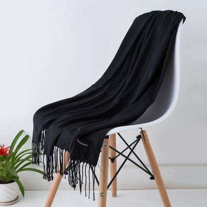 Cashmere Scarf for Women - Warm Autumn Winter Shawl with Tassels - ZOOMNSTORE