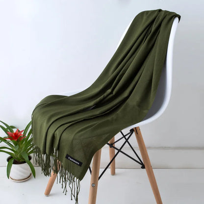 Cashmere Scarf for Women - Warm Autumn Winter Shawl with Tassels - ZOOMNSTORE