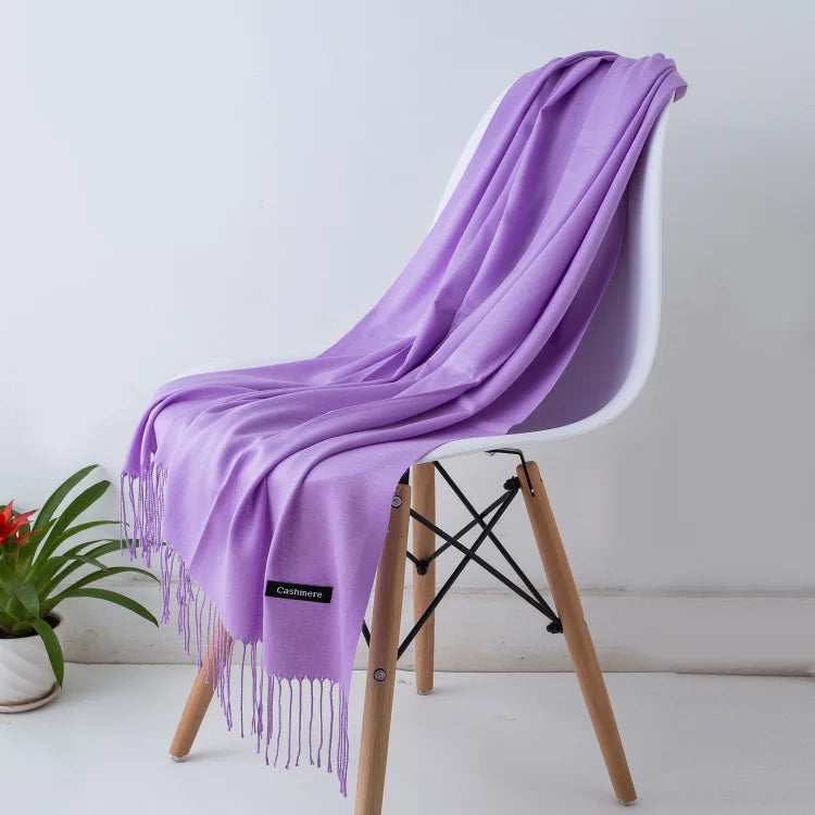 Cashmere Scarf for Women - Warm Autumn Winter Shawl with Tassels - ZOOMNSTORE