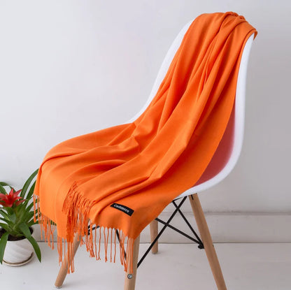 Cashmere Scarf for Women - Warm Autumn Winter Shawl with Tassels - ZOOMNSTORE