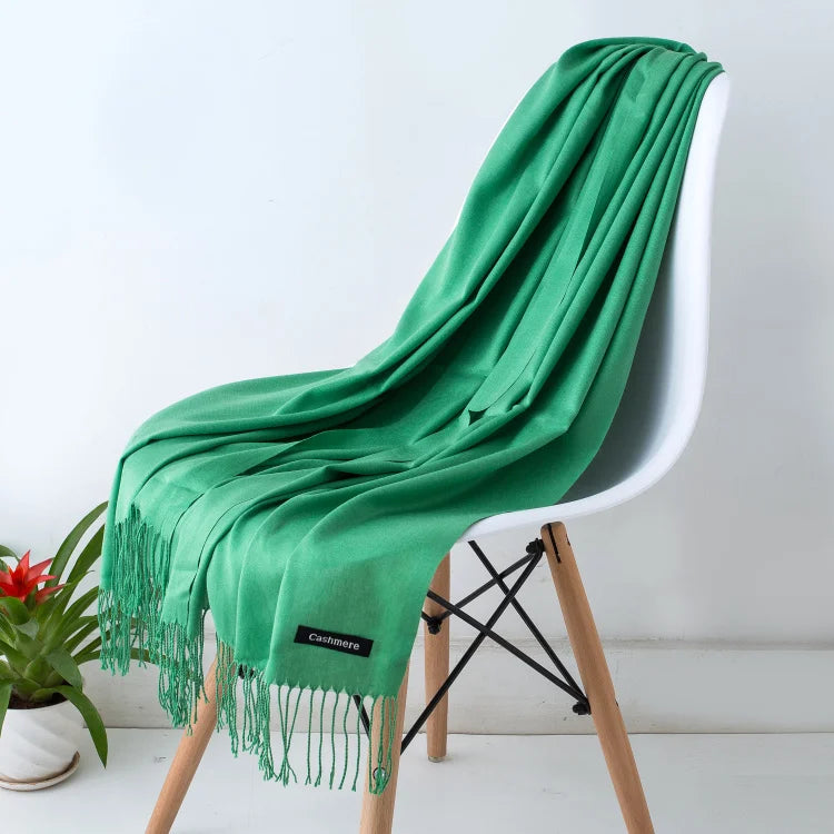 Cashmere Scarf for Women - Warm Autumn Winter Shawl with Tassels - ZOOMNSTORE
