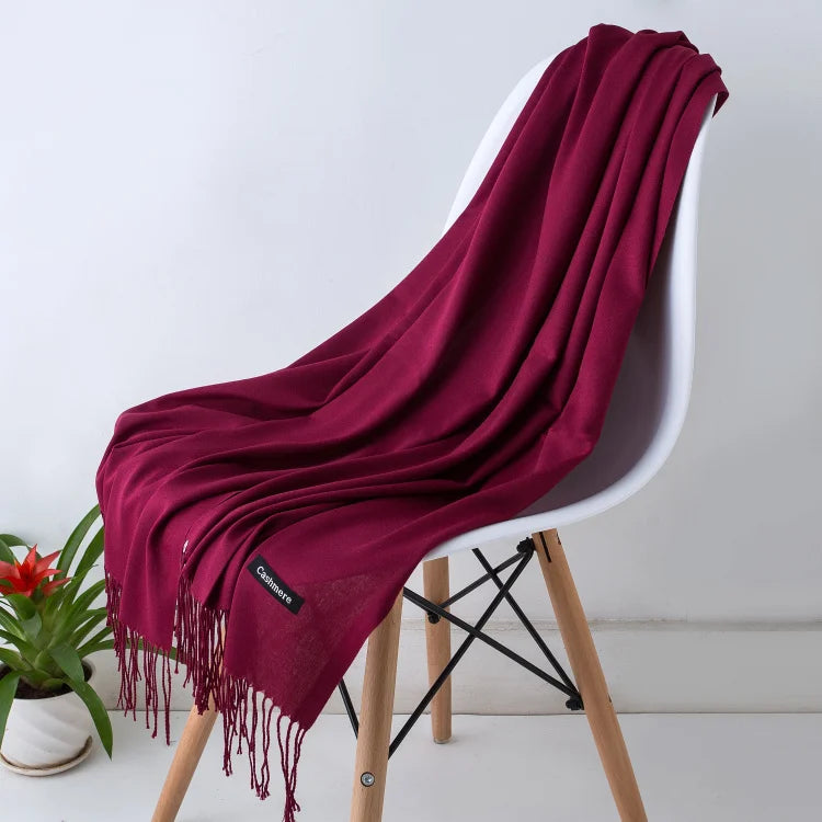 Cashmere Scarf for Women - Warm Autumn Winter Shawl with Tassels - ZOOMNSTORE