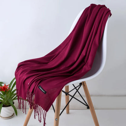Cashmere Scarf for Women - Warm Autumn Winter Shawl with Tassels - ZOOMNSTORE
