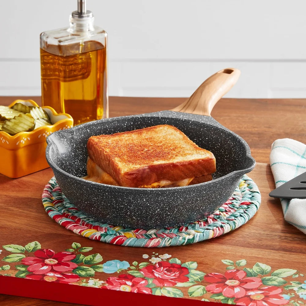 Cast Aluminum Fry Pan 8 Inch - Nonstick Durable Skillet With Charcoal Speckle Finish - ZOOMNSTORE