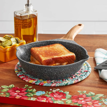 Cast Aluminum Fry Pan 8 Inch - Nonstick Durable Skillet With Charcoal Speckle Finish - ZOOMNSTORE