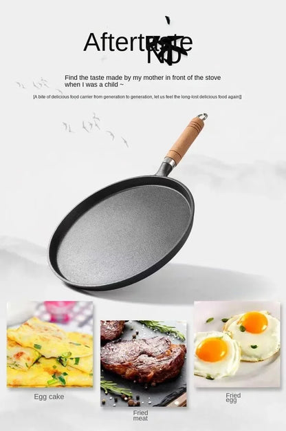 26cm Cast Iron Frying Pan - Non-Stick Egg and Pancake Maker for Gas and Induction Cookers - ZOOMNSTORE