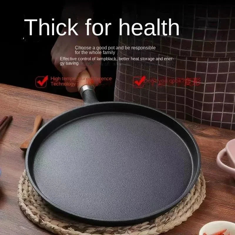 26cm Cast Iron Frying Pan - Non-Stick Egg and Pancake Maker for Gas and Induction Cookers - ZOOMNSTORE