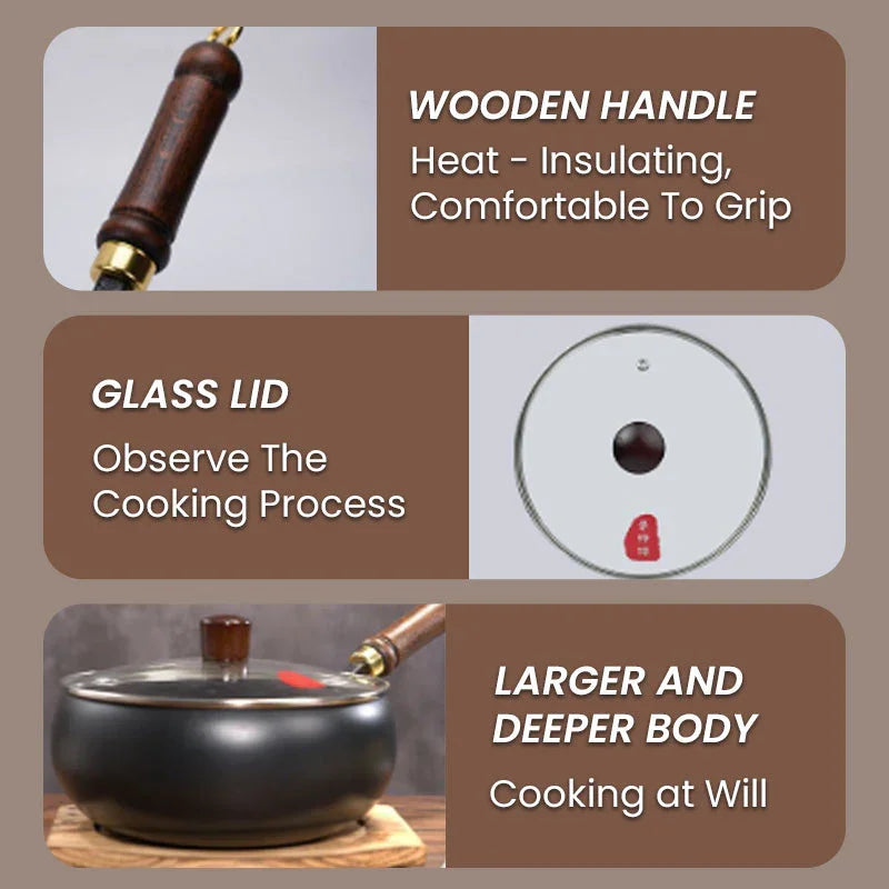 Cast Iron Skillet  Pot - Easy Cook Keep Warm Stir Fry Boil Simmer - ZOOMNSTORE