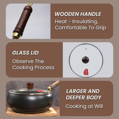 Cast Iron Skillet  Pot - Easy Cook Keep Warm Stir Fry Boil Simmer - ZOOMNSTORE