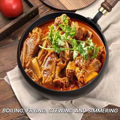 Cast Iron Skillet  Pot - Easy Cook Keep Warm Stir Fry Boil Simmer - ZOOMNSTORE