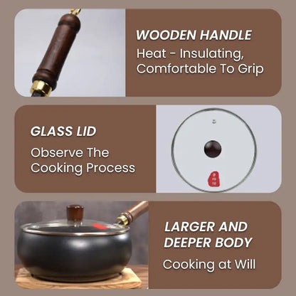 Cast Iron Skillet  Pot - Easy Cook Keep Warm Stir Fry Boil Simmer - ZOOMNSTORE