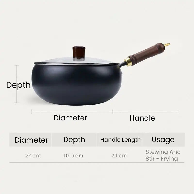 Cast Iron Skillet  Pot - Easy Cook Keep Warm Stir Fry Boil Simmer - ZOOMNSTORE