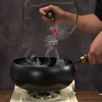 Cast Iron Skillet  Pot - Easy Cook Keep Warm Stir Fry Boil Simmer - ZOOMNSTORE