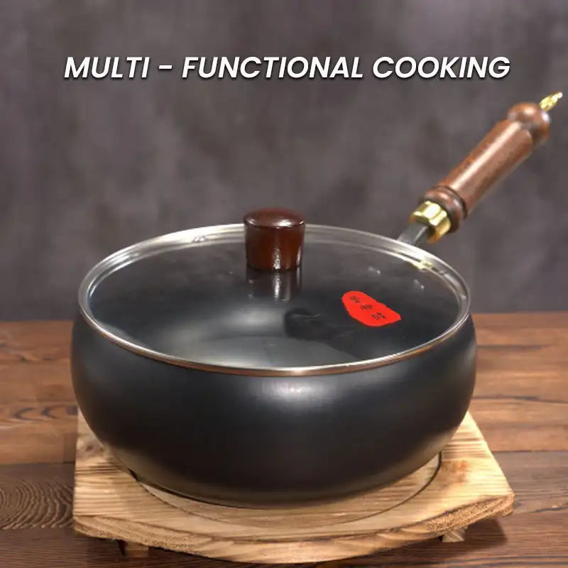 Cast Iron Skillet  Pot - Easy Cook Keep Warm Stir Fry Boil Simmer - ZOOMNSTORE