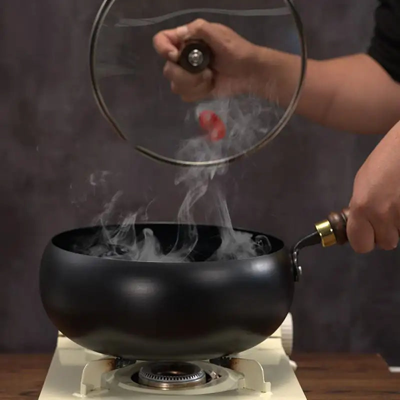 Cast Iron Skillet  Pot - Easy Cook Keep Warm Stir Fry Boil Simmer - ZOOMNSTORE