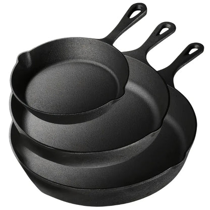 Cast Iron Skillet Set – 3PCS Heavy Duty Pans, Pre-Seasoned Non-Stick Surface - ZOOMNSTORE