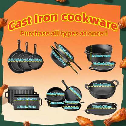 Cast Iron Skillet Set – 3PCS Heavy Duty Pans, Pre-Seasoned Non-Stick Surface - ZOOMNSTORE