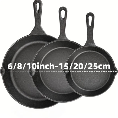Cast Iron Skillet Set – 3PCS Heavy Duty Pans, Pre-Seasoned Non-Stick Surface - ZOOMNSTORE