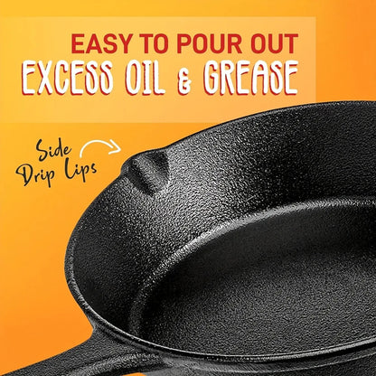 Cast Iron Skillet Set – 3PCS Heavy Duty Pans, Pre-Seasoned Non-Stick Surface - ZOOMNSTORE