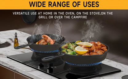 Cast Iron Skillet Set – 3PCS Heavy Duty Pans, Pre-Seasoned Non-Stick Surface - ZOOMNSTORE