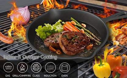 Cast Iron Skillet Set – 3PCS Heavy Duty Pans, Pre-Seasoned Non-Stick Surface - ZOOMNSTORE