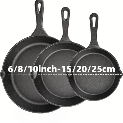 Cast Iron Skillet Set – 3PCS Heavy Duty Pans, Pre-Seasoned Non-Stick Surface - ZOOMNSTORE