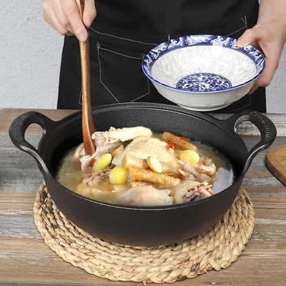 Cast Iron Non-Stick Wok - Uncoated Casserole Skillet Cookware - ZOOMNSTORE