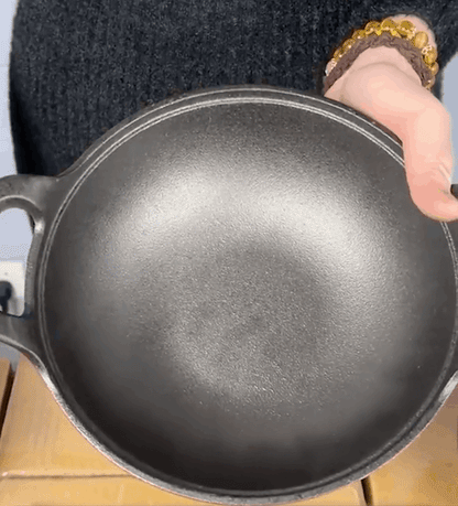 Cast Iron Non-Stick Wok - Uncoated Casserole Skillet Cookware - ZOOMNSTORE