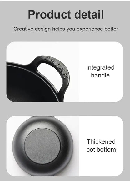 Cast Iron Non-Stick Wok - Uncoated Casserole Skillet Cookware - ZOOMNSTORE