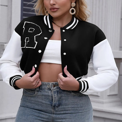 Jacket Casual Crop Button Front  Spring Autumn Women Thin Jackets Tops Basic Bomber Jacket Long Sleeve Coat Casual O-neck Collar - ZOOMNSTORE