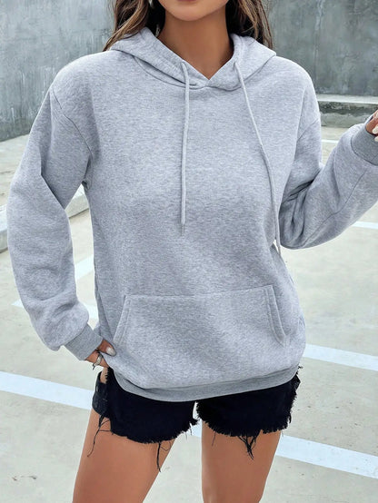 Casual Solid Color Hoodie for Women - Fleece Pocket Pullover - ZOOMNSTORE