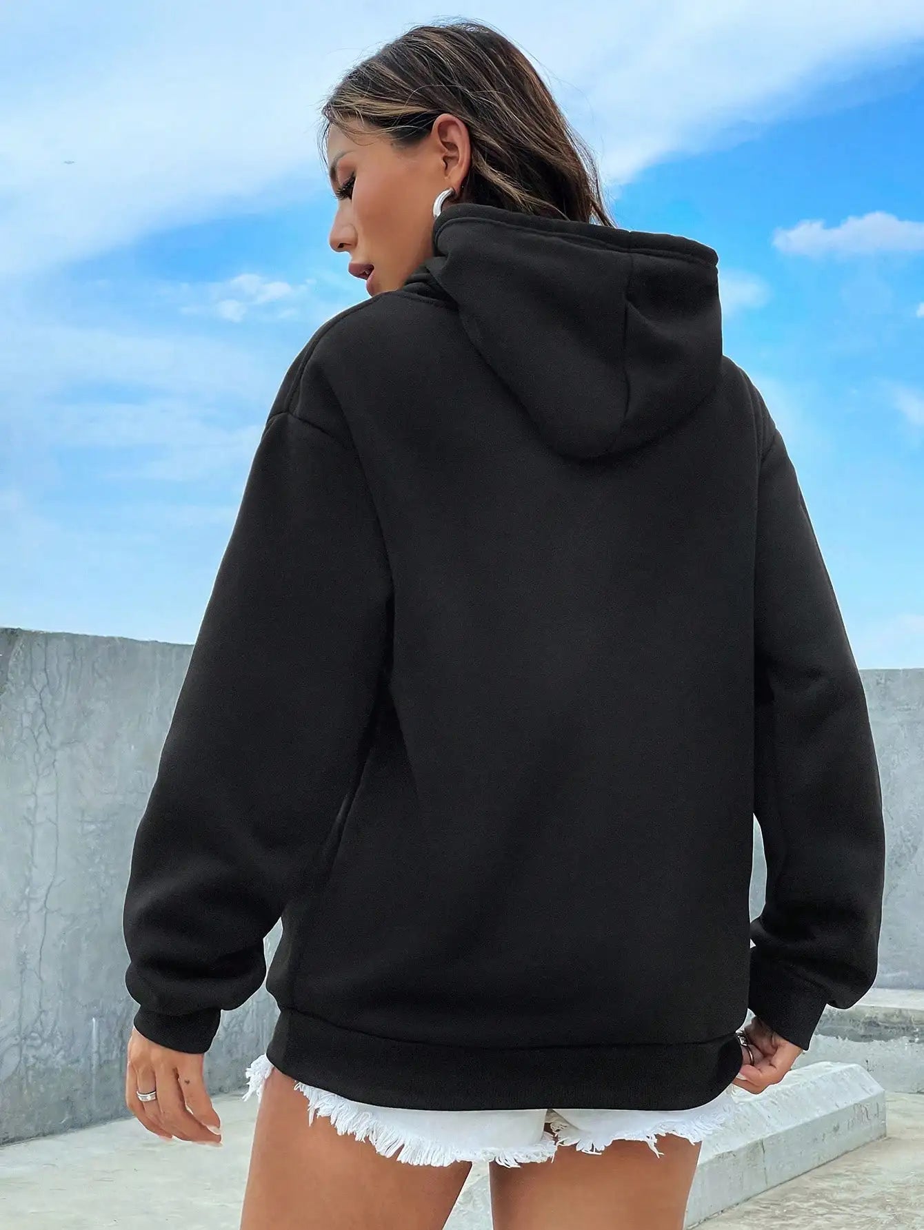 Casual Solid Color Hoodie for Women - Fleece Pocket Pullover - ZOOMNSTORE