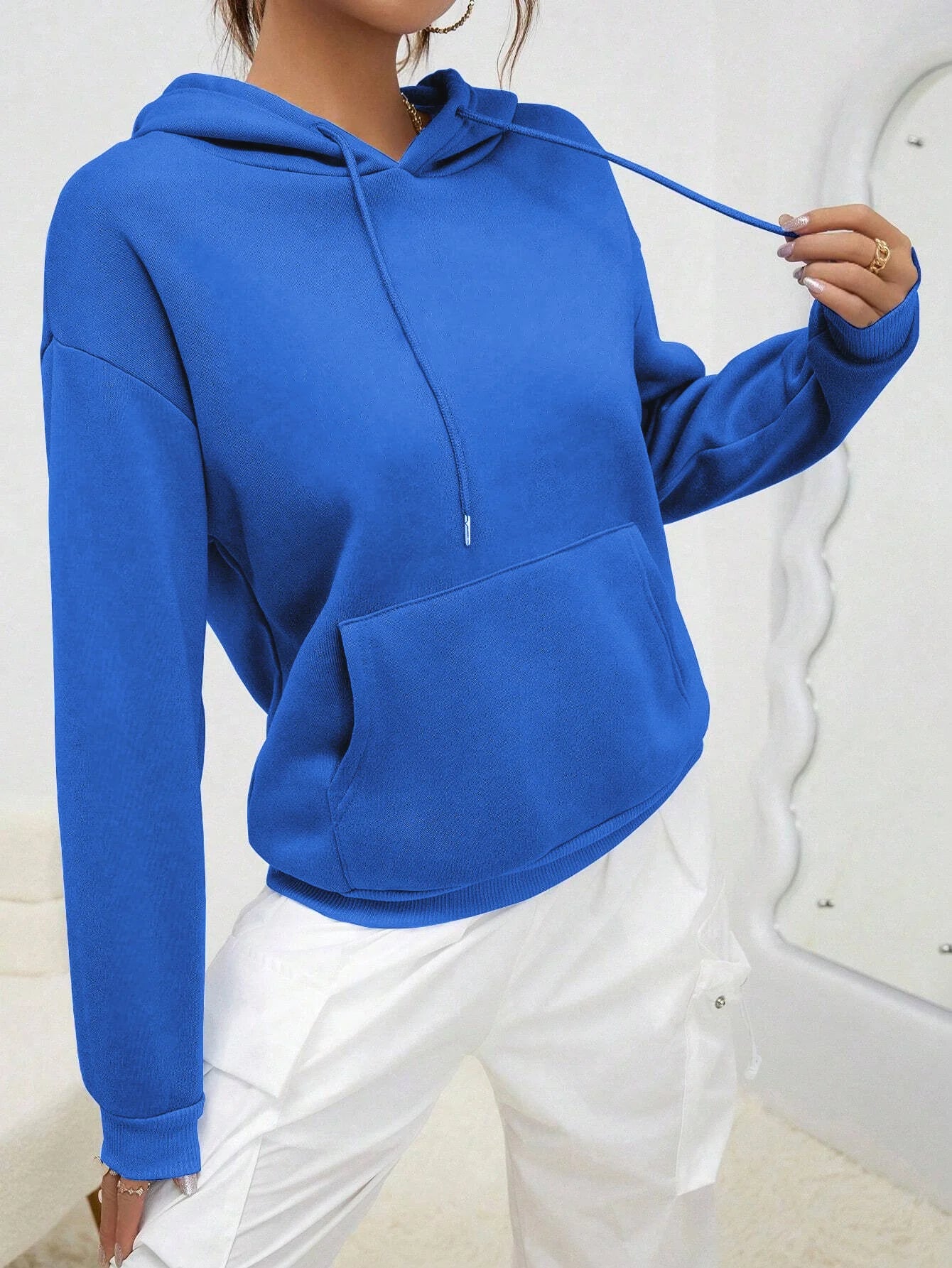 Casual Solid Color Hoodie for Women - Fleece Pocket Pullover - ZOOMNSTORE